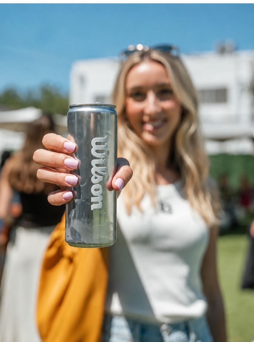 Wilson custom branded canned water — Miami event activation